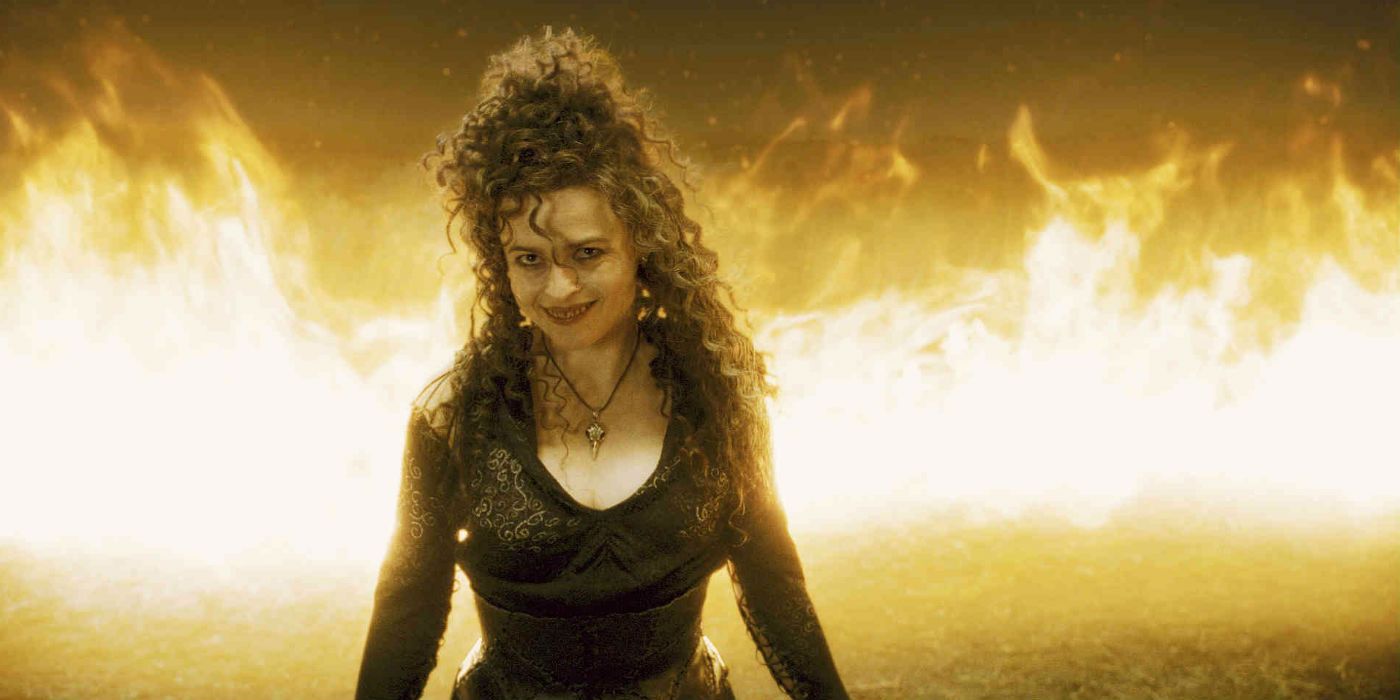 Helena Bonham Carter as Bellatrix LeStrange With Fire Behind Her