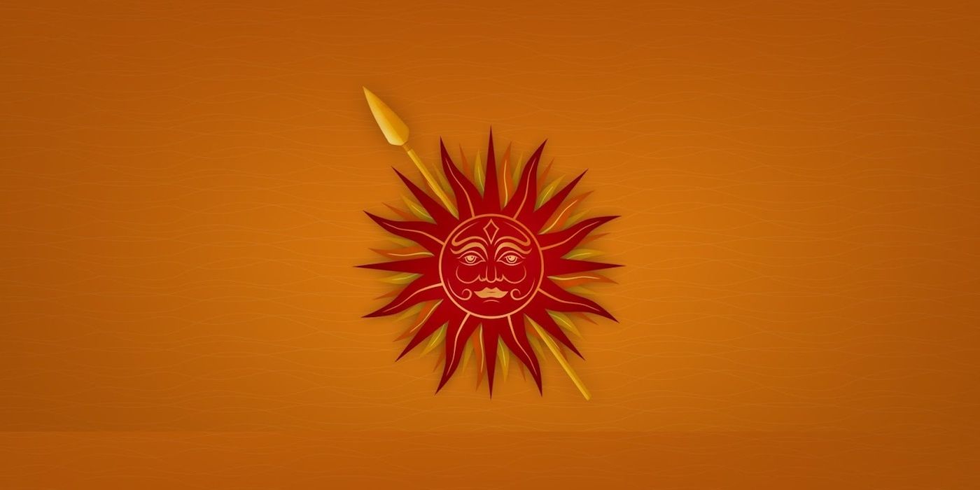 House Martell Sigil in Game of Thrones: a spear across a sun on a field of orange.