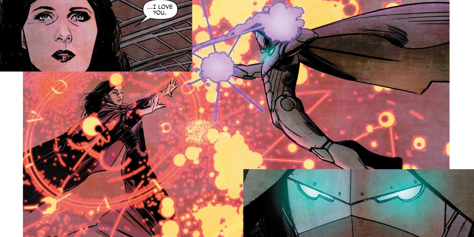Doctor Doom fights Cynthia Von Doom as Infamous Iron Man in Marvel Comics.