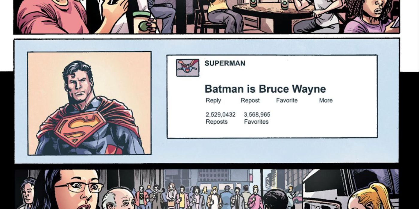 Superman outs Bruce Wayne as Batman on social media in Injustice