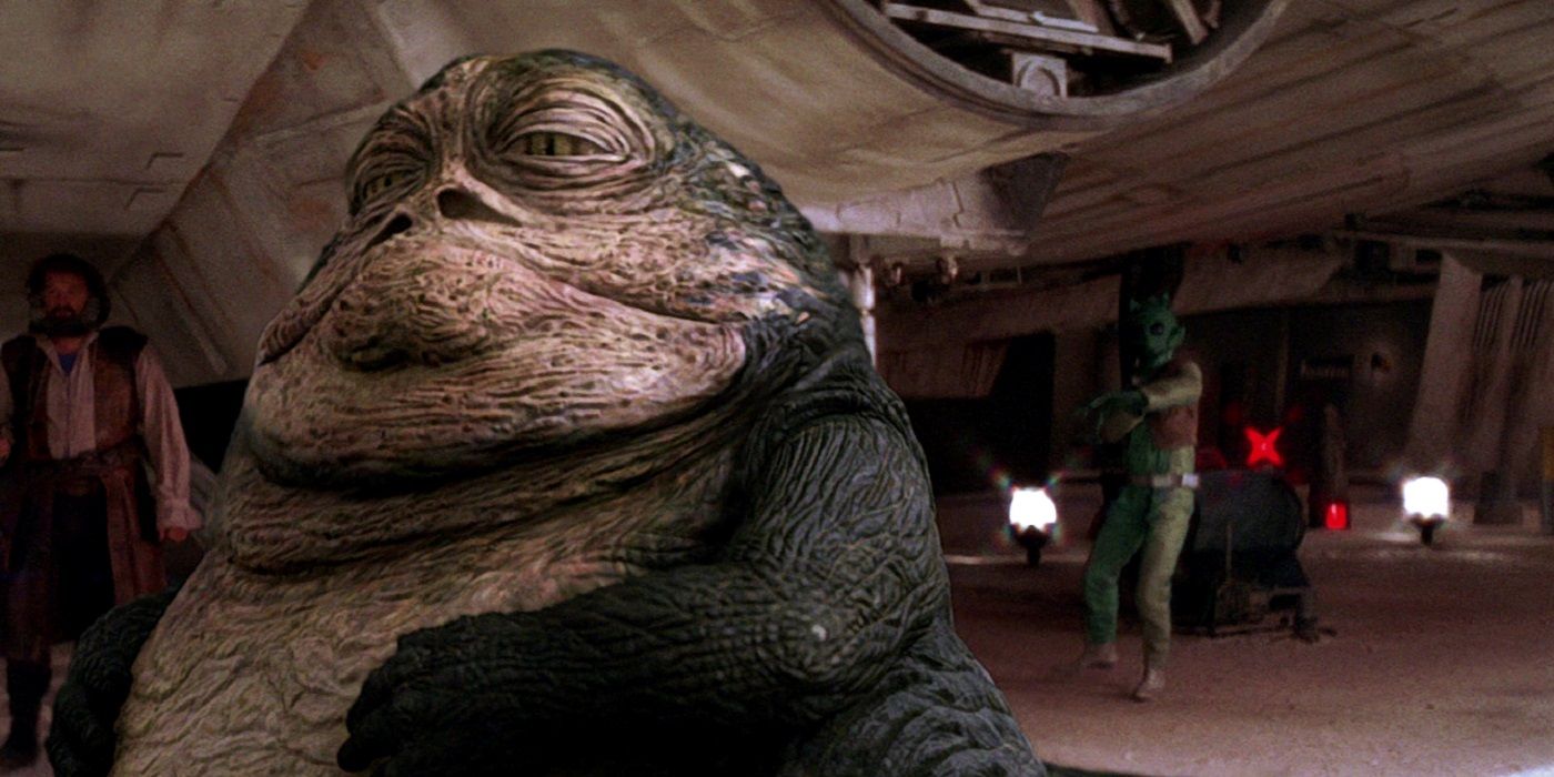 Jabba the Hutt with a Rodian in Star Wars A New Hope
