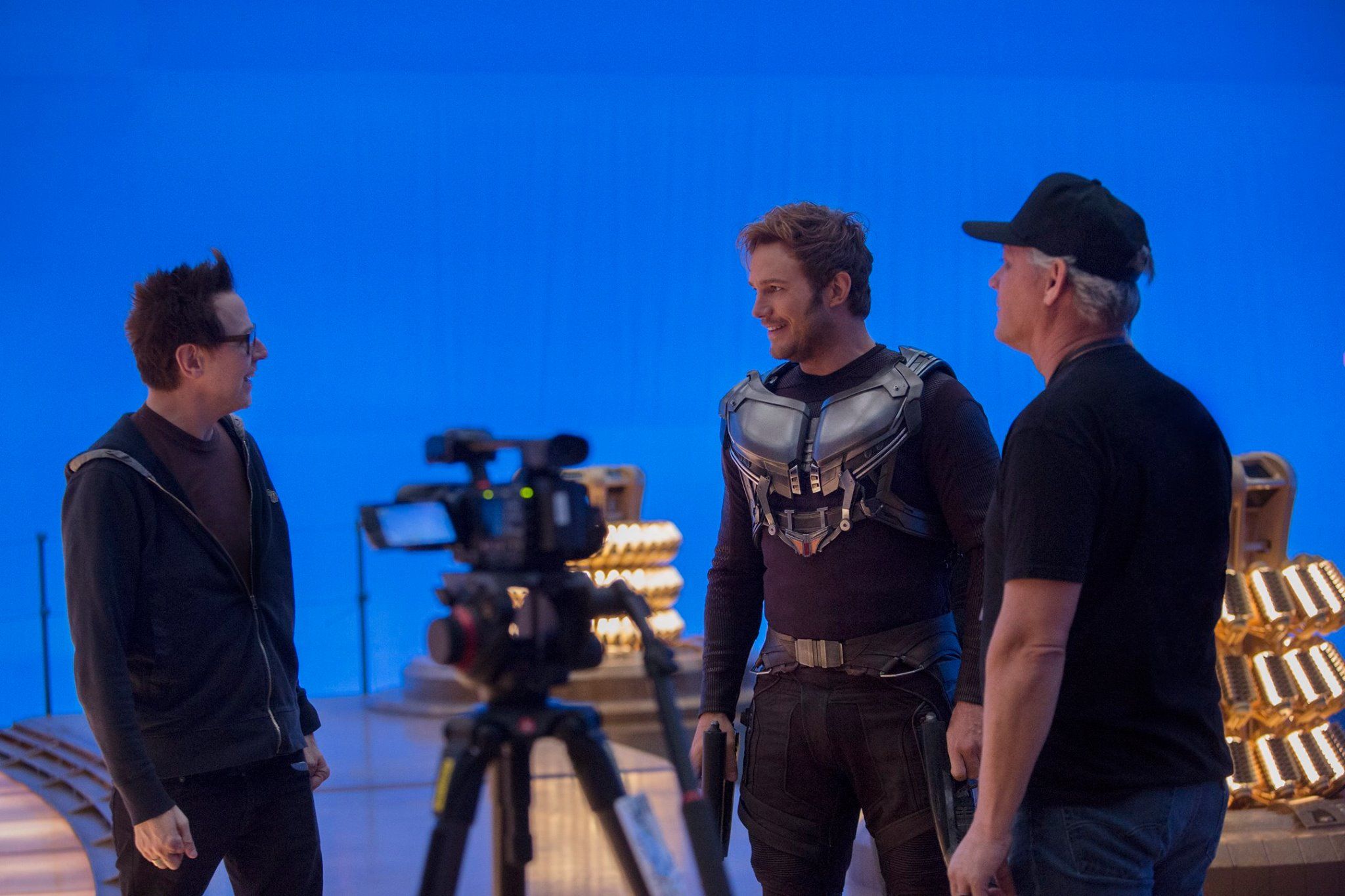 James Gunn and Chris Pratt working on Guardians of the Galaxy Vol. 2