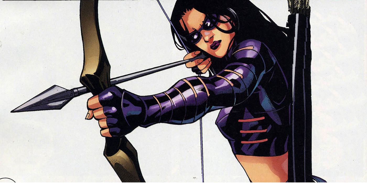 Kate Bishop fires an arrow in Marvel Comics.