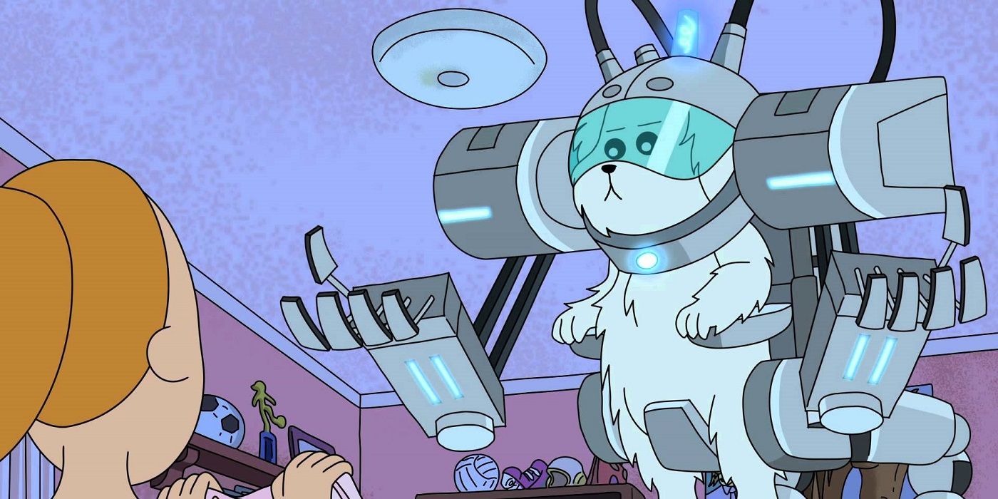 Summer being questioned in bed in Rick and Morty Lawnmower Dog
