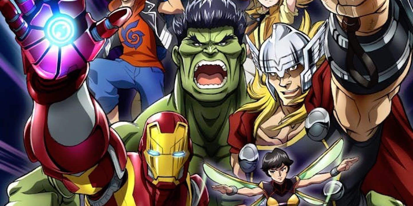 Marvel Future Avengers Anime Series with Iron Man, Hulk, Thor, and Wasp