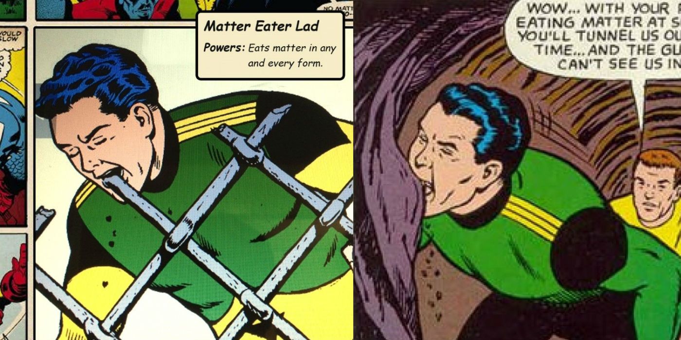 Matter Eater Lad Eats His Way Through a Fence and Wall