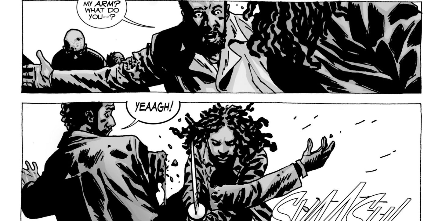Michonne Chops Off Morgan's Arm in The Walking Dead Comics