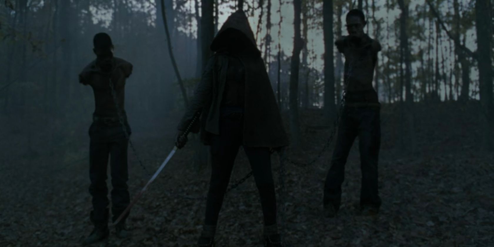 Michonne and her Pet Zombies in The Walking Dead