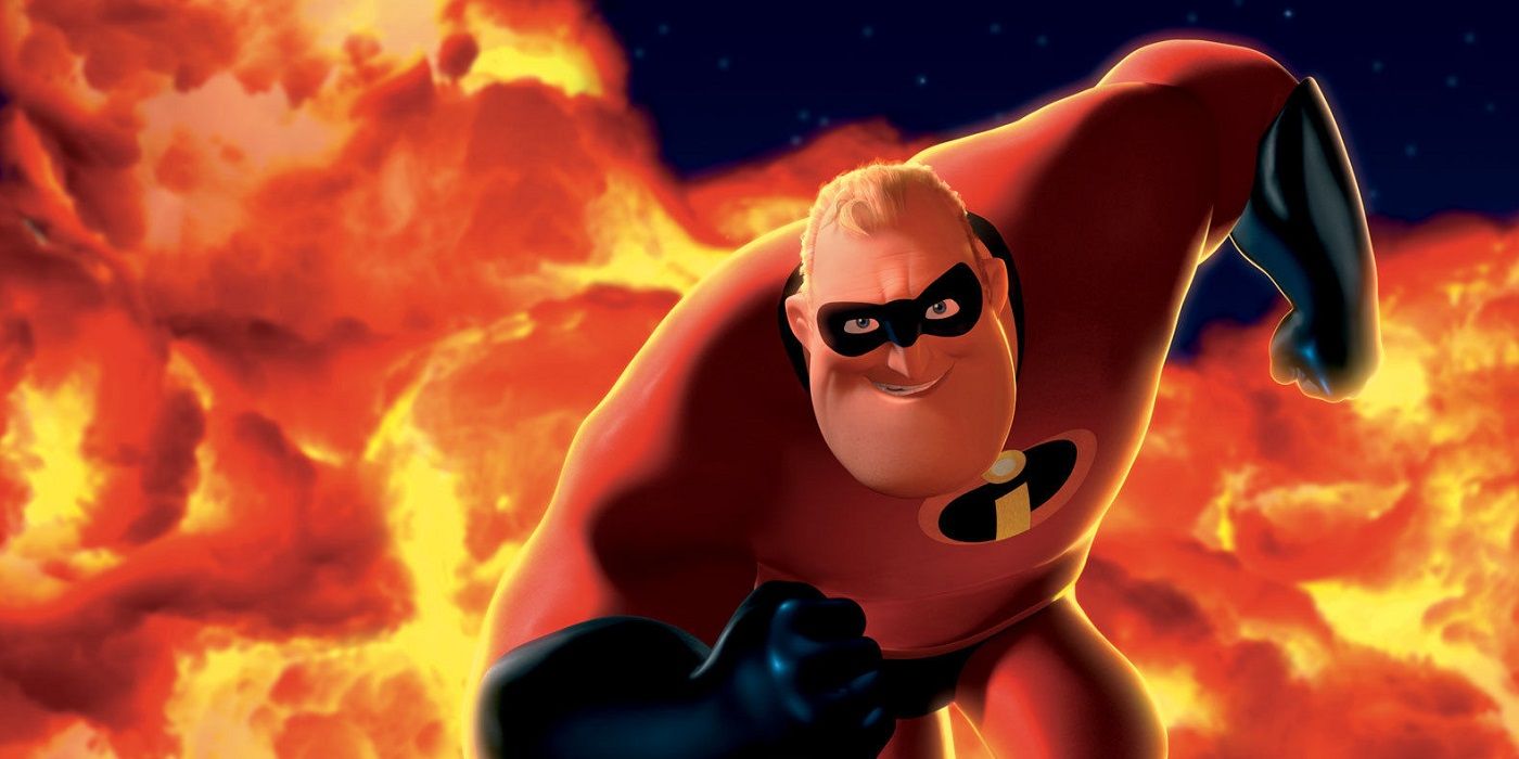Mr. Incredible running from an explosion in The Incredibles
