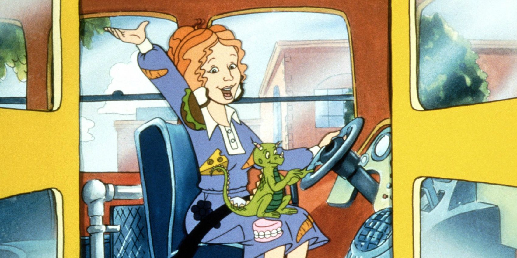 Ms. Frizzle in the Magic School Bus