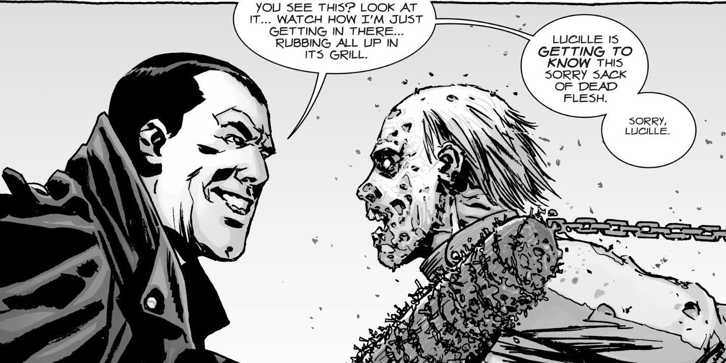 Negan and Zombie in The Walking Dead Comic