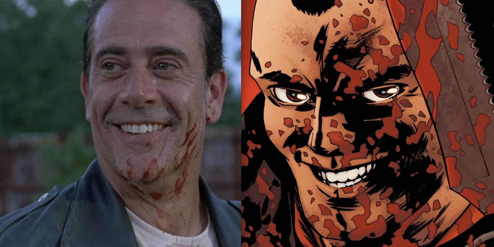 Negan in The Walking Dead Show and Comic