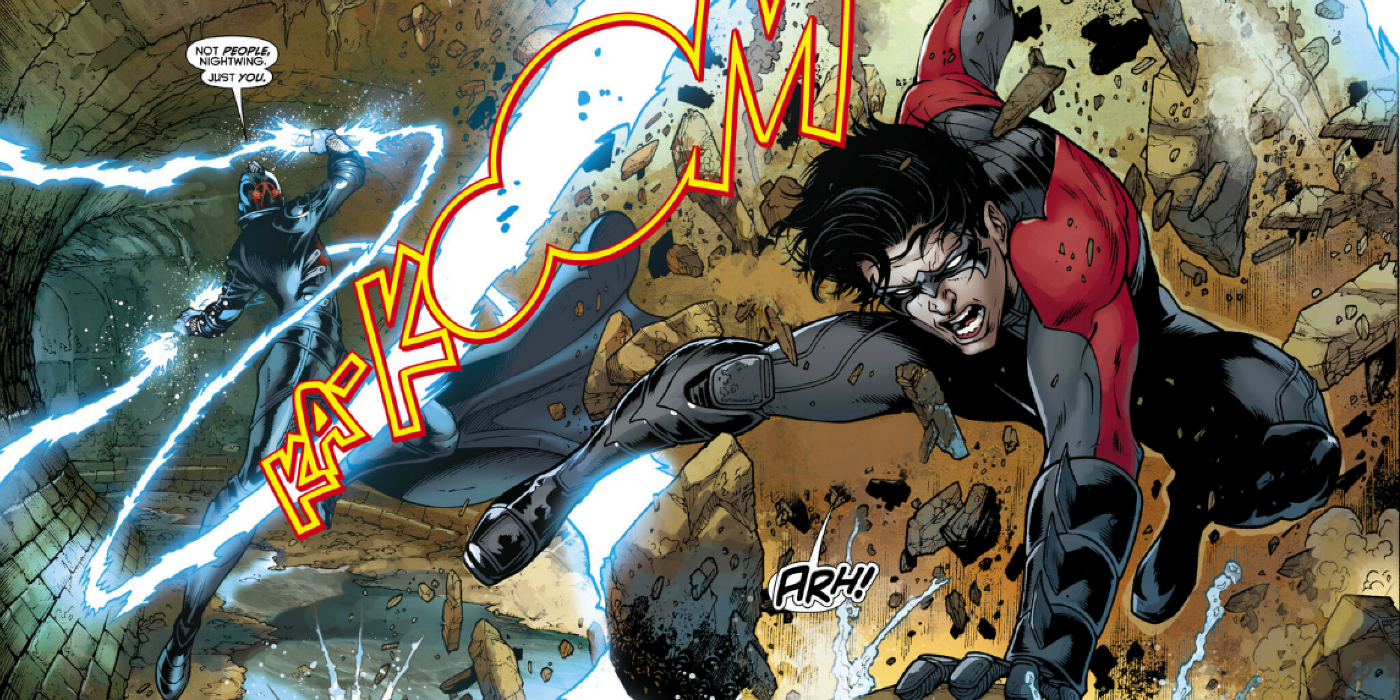 Nightwing fighting Paragon in DC Comics