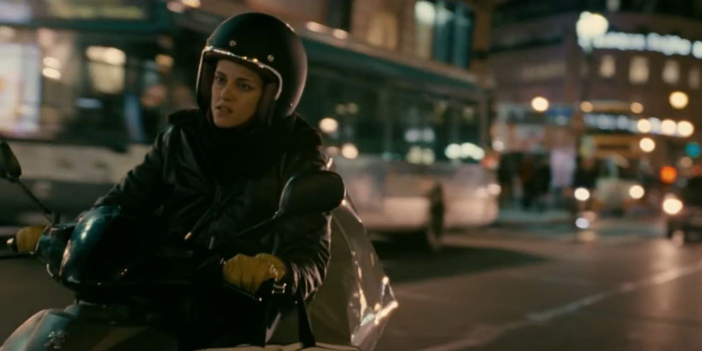 Maureen rides a scooter in Paris from the film Personal Shopper