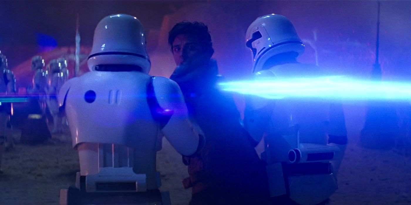 Poe Dameron and Kylo Ren's frozen blaster bolt in Star Wars The Force Awakens