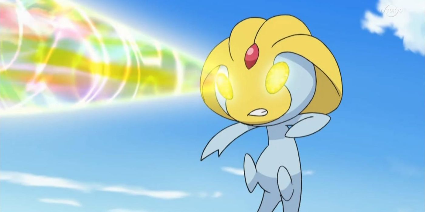 Uxie using an attack in the Pokémon anime
