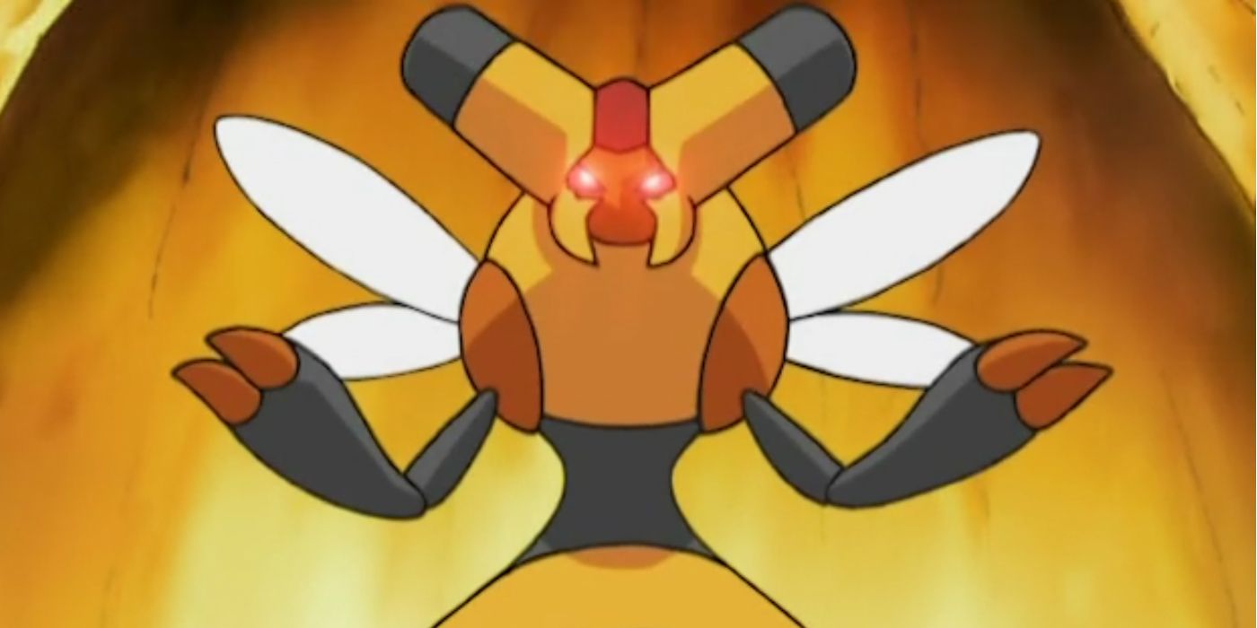 A Vespiquen using an attack in the Pokémon anime
