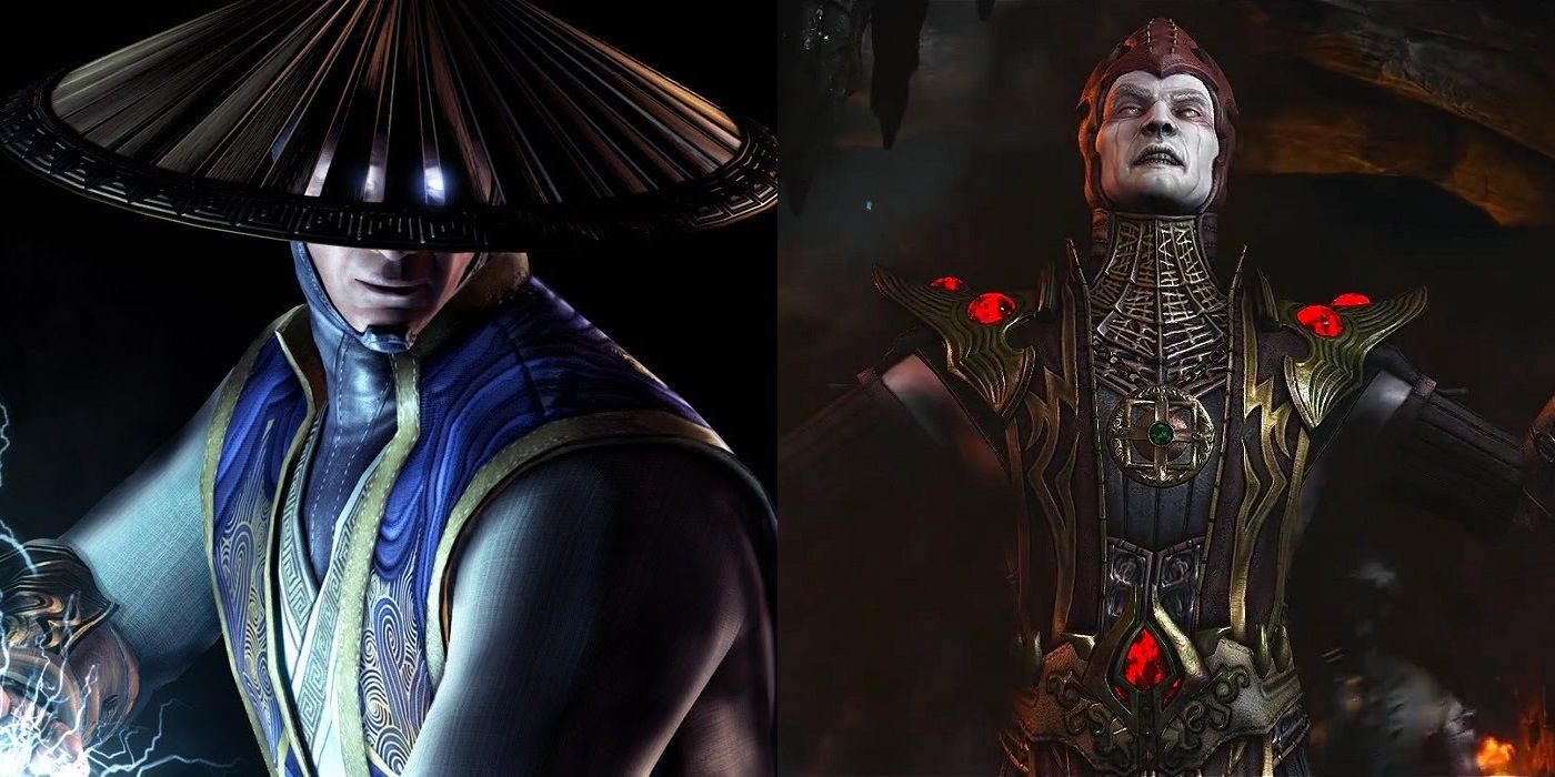 Raiden and Shinnok in Mortal Kombat X