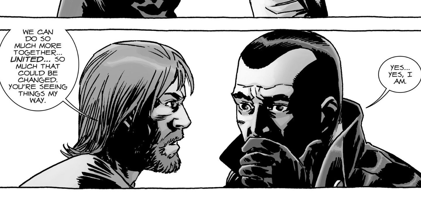 Rick and Negan in The Walking Dead Comic
