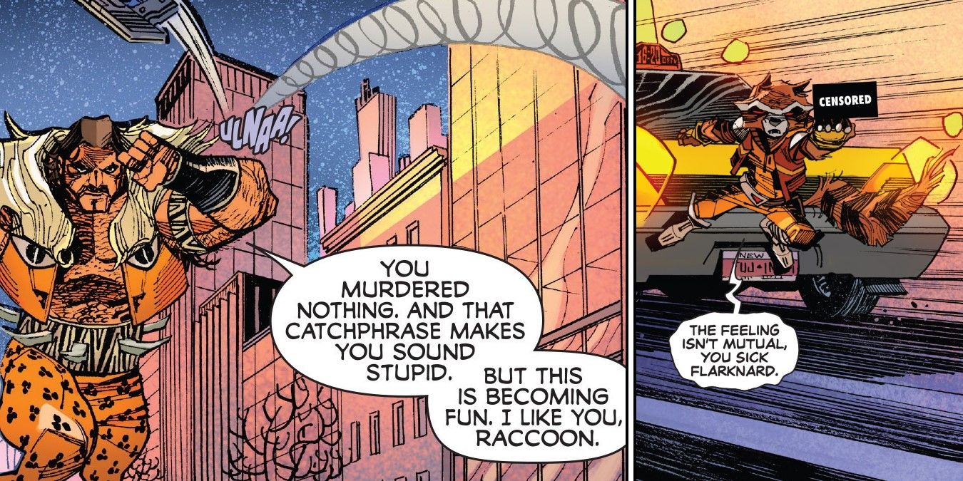 Rocket Raccoon Gives Kraven The Finger
