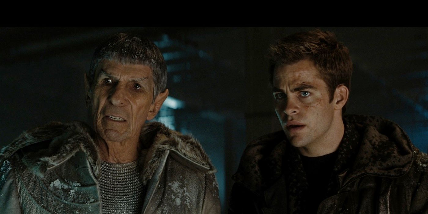 Young Kirk meets old Spock on Star Trek