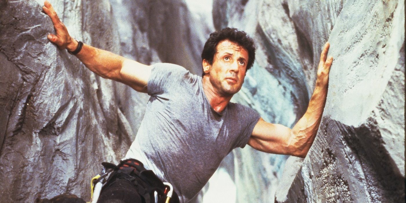 Sylvester Stallone on a mountain in Cliffhanger