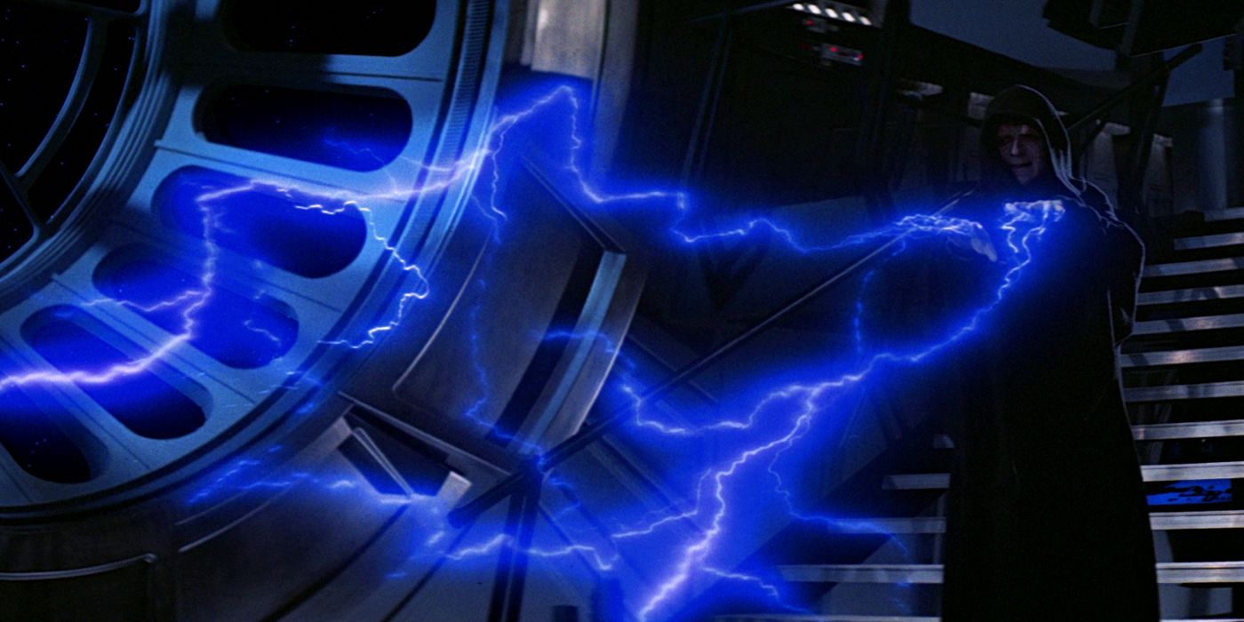 The Emperor uses Force Lightning against Luke in Star Wars Return of the Jedi
