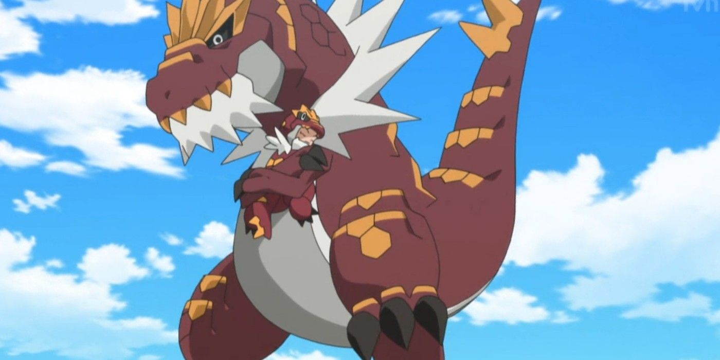 Tyrantrum holding a Tyrunt in the Pokémon anime.