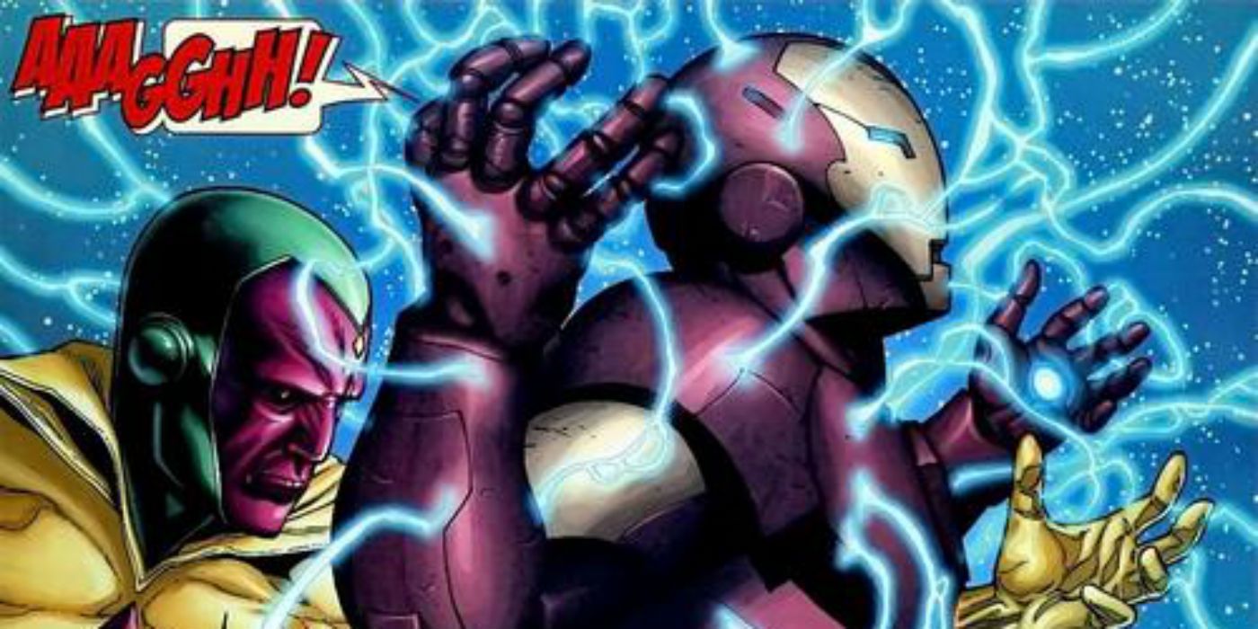 Vision attacking Iron Man
