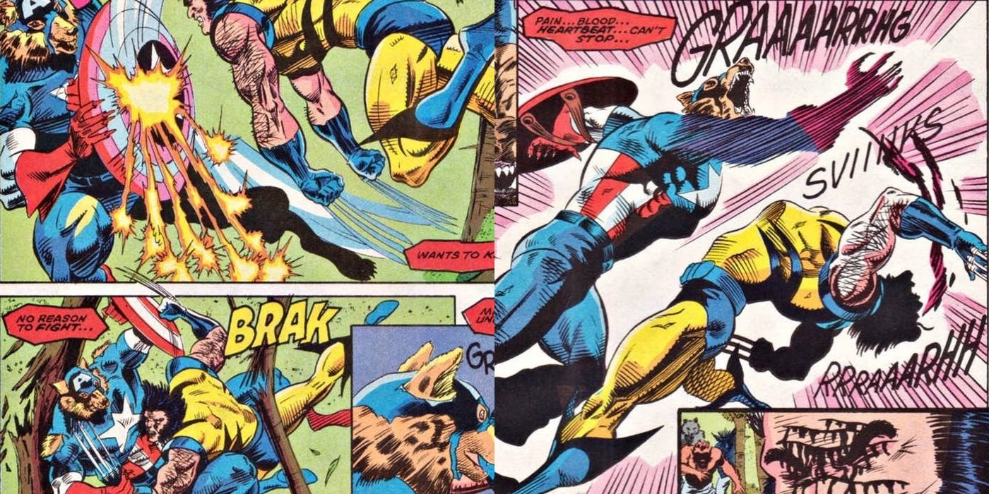 Werewolf Captain America fights Wolverine