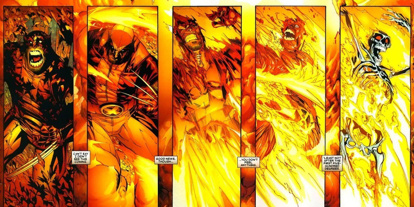 Wolverine getting burned alive by Nitro