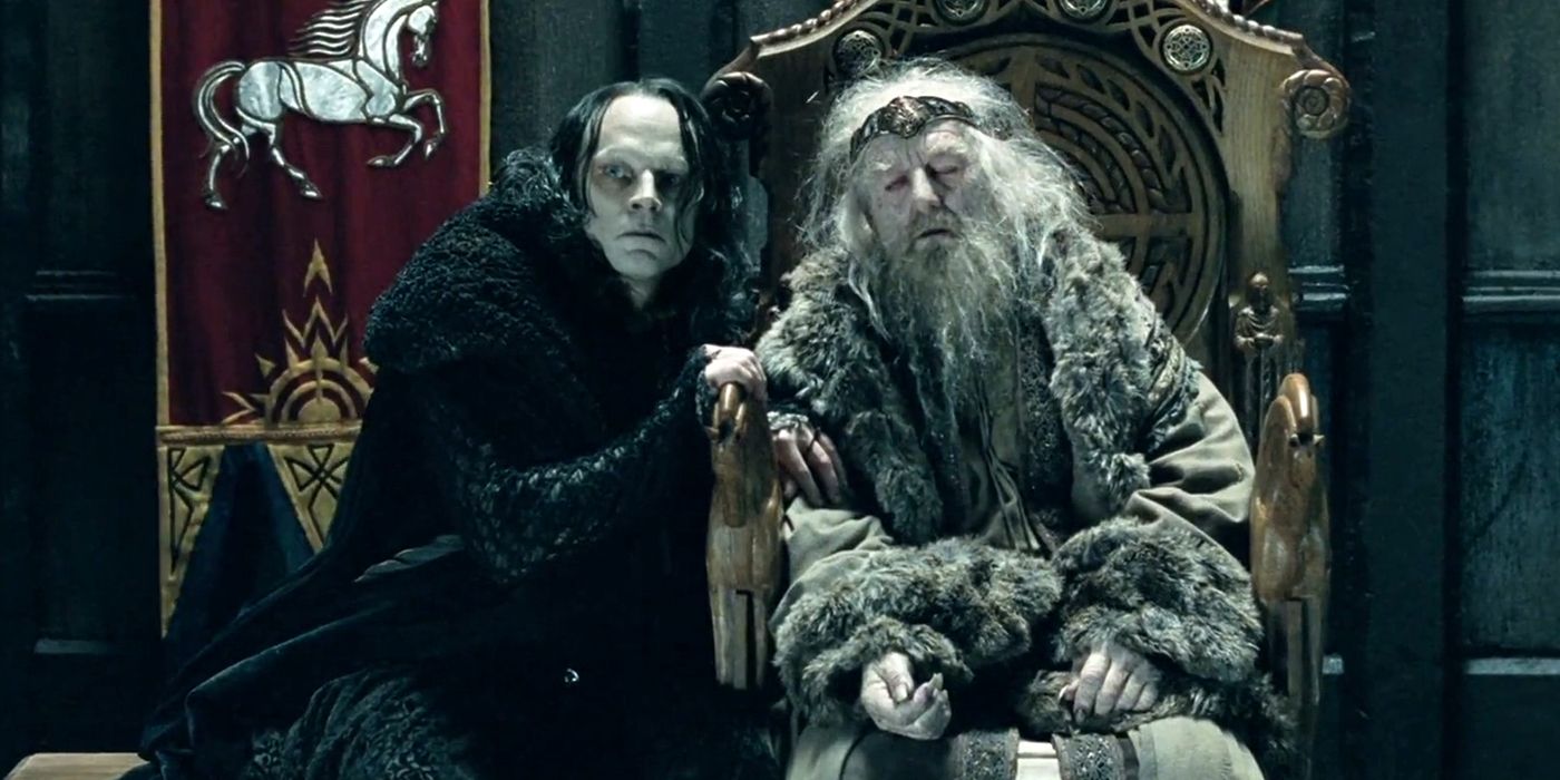 Wormtongue advises a possessed Theoden in The Two Towers