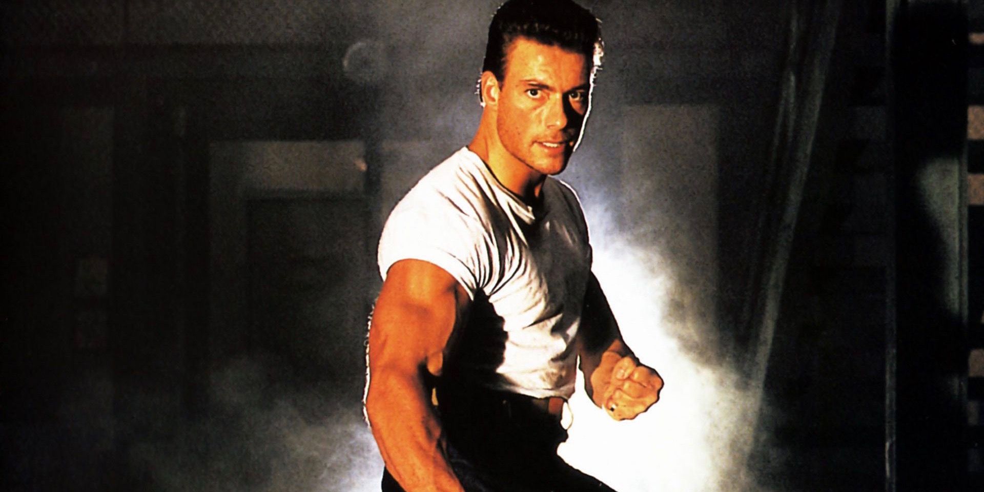 Jean Claude Van Damme posing in promo picture for Death Warrant
