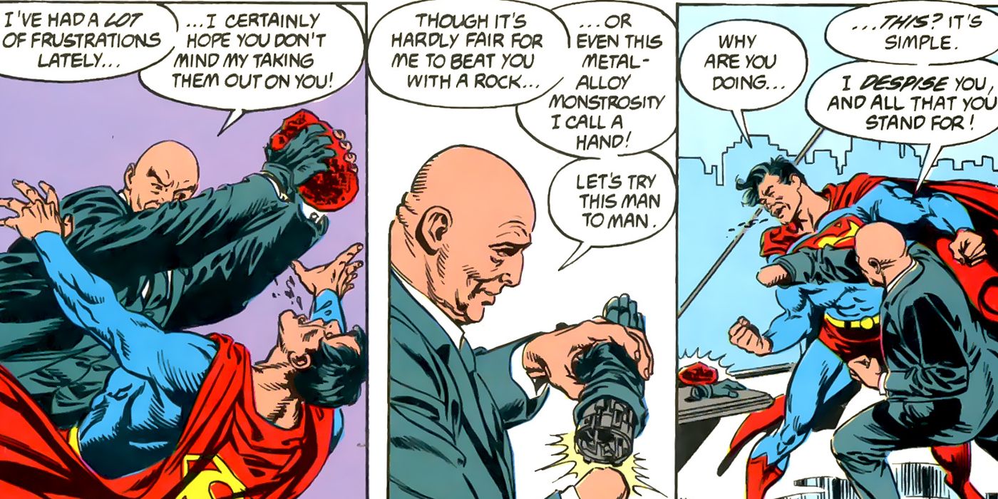 Lex Luthor beats Superman with Krimson Kryptonite in Superman #49 (1990)