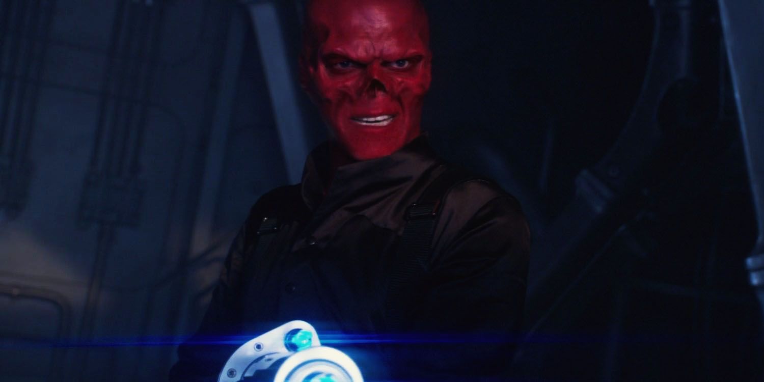 Red Skull with energy powered gun in Captain America: The First Avenger