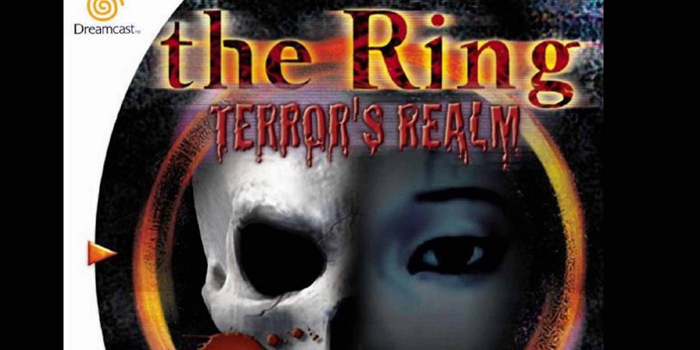 A skeletal face stares through a ring on the cover of The Ring: Terror's Realm video game.