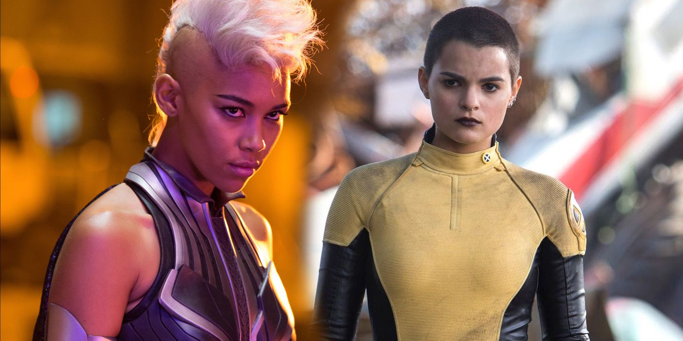 Alexandra Shipp as Storm in X-Men Apocalypse and Briana Hildebrand as Negasonic Teenage Warhead in Deadpool