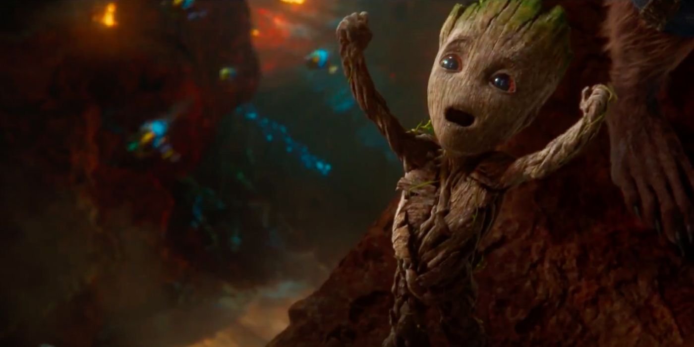 Baby Groot celebrating Guardians of the Galaxy Vol. 2 