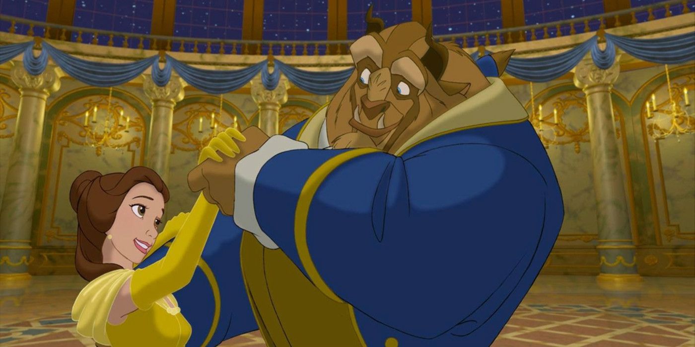 Belle and the prince dance in Beauty and the Beast (1991)