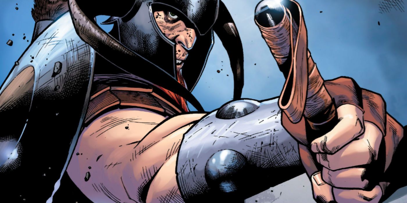 Bor wields his hammer in Marvel Comics.