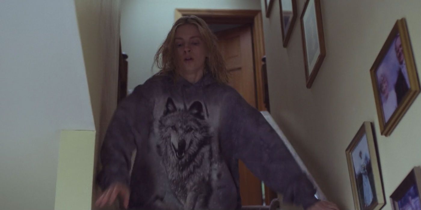 Brit Marling wears wolf shirt in The OA