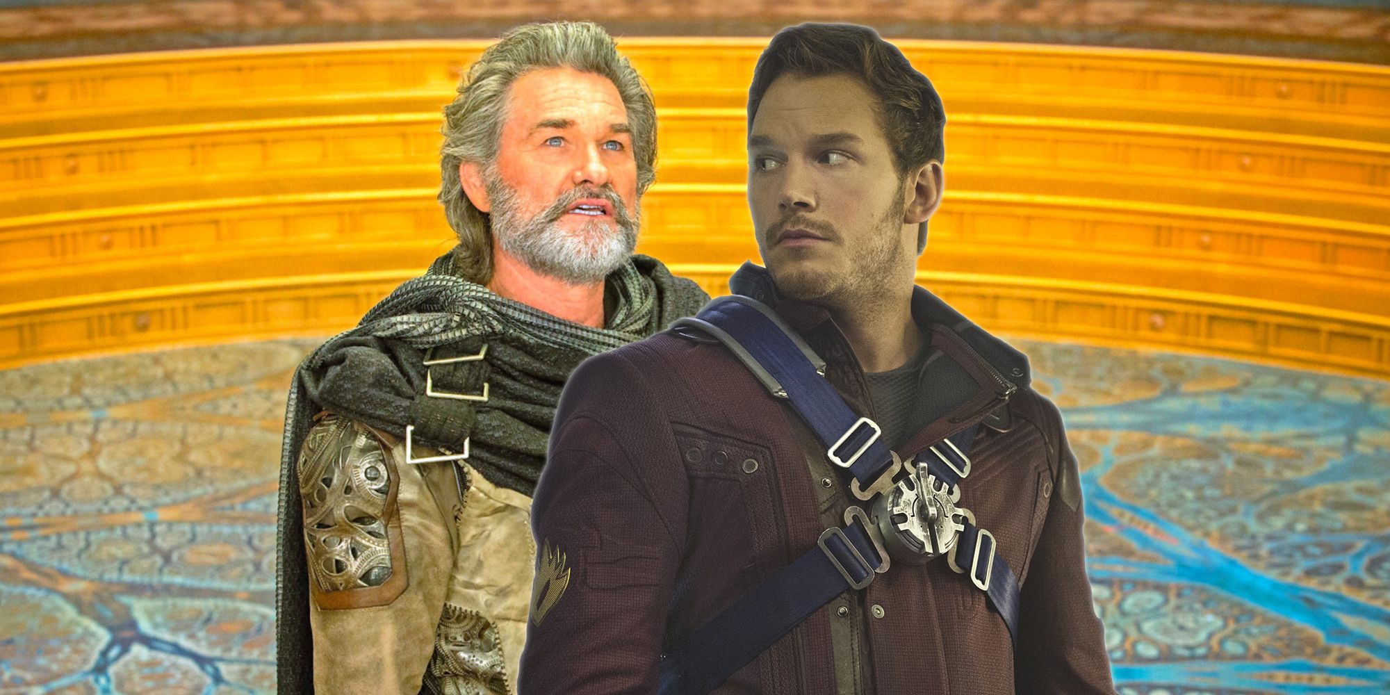 Chris Pratt and Kurt Russell in Guardians of the Galaxy Vol. 2