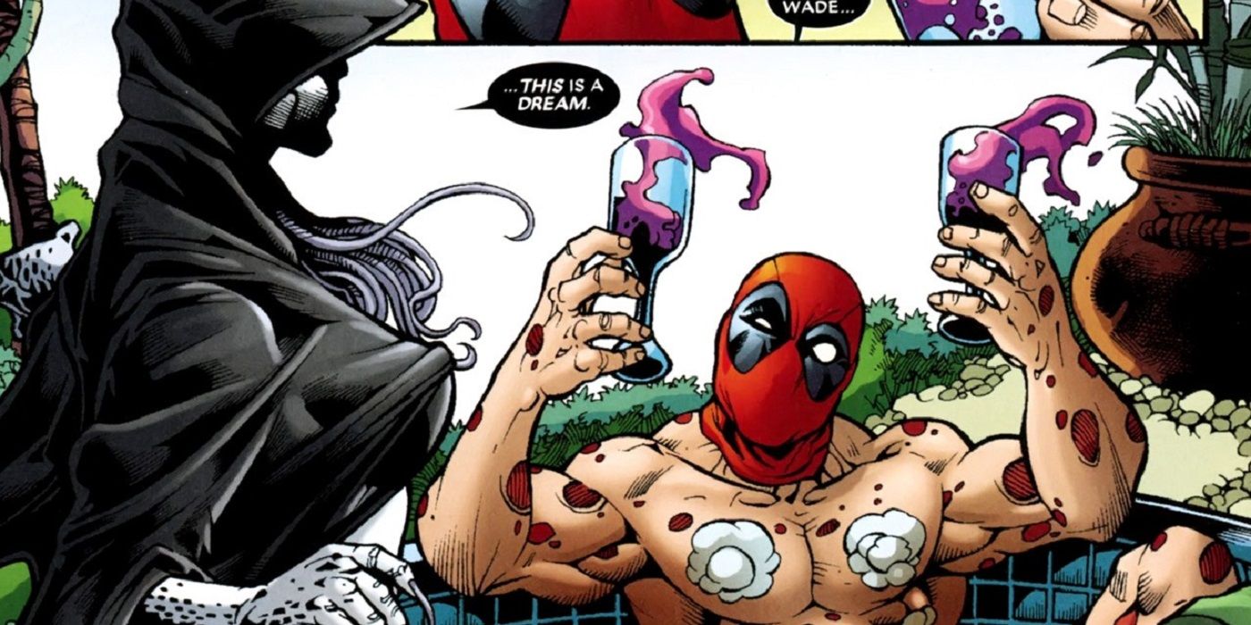 Deadpool dreams about Death in a hot tub
