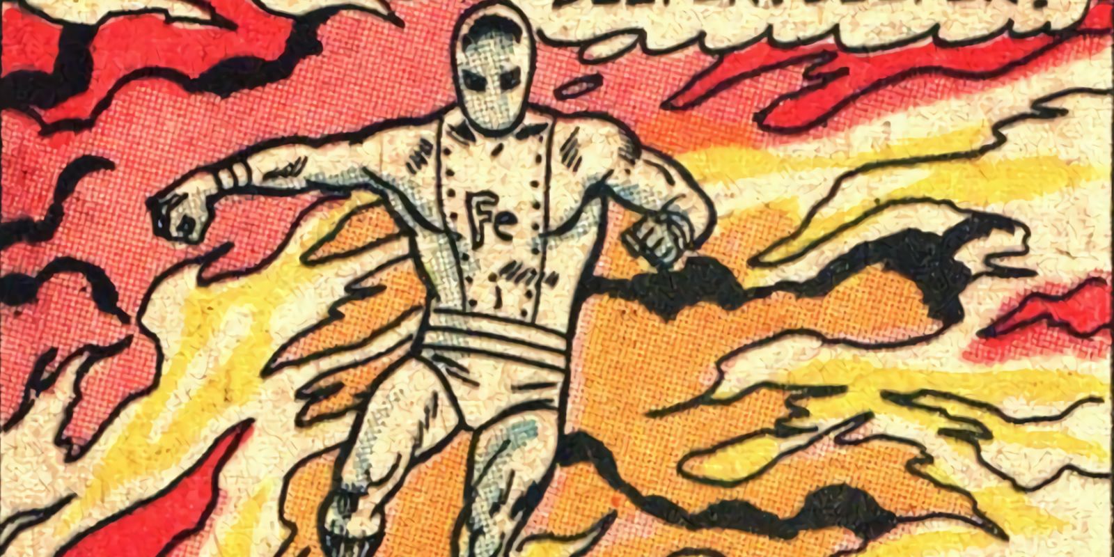 Ferro Lad running through fire in DC Comics