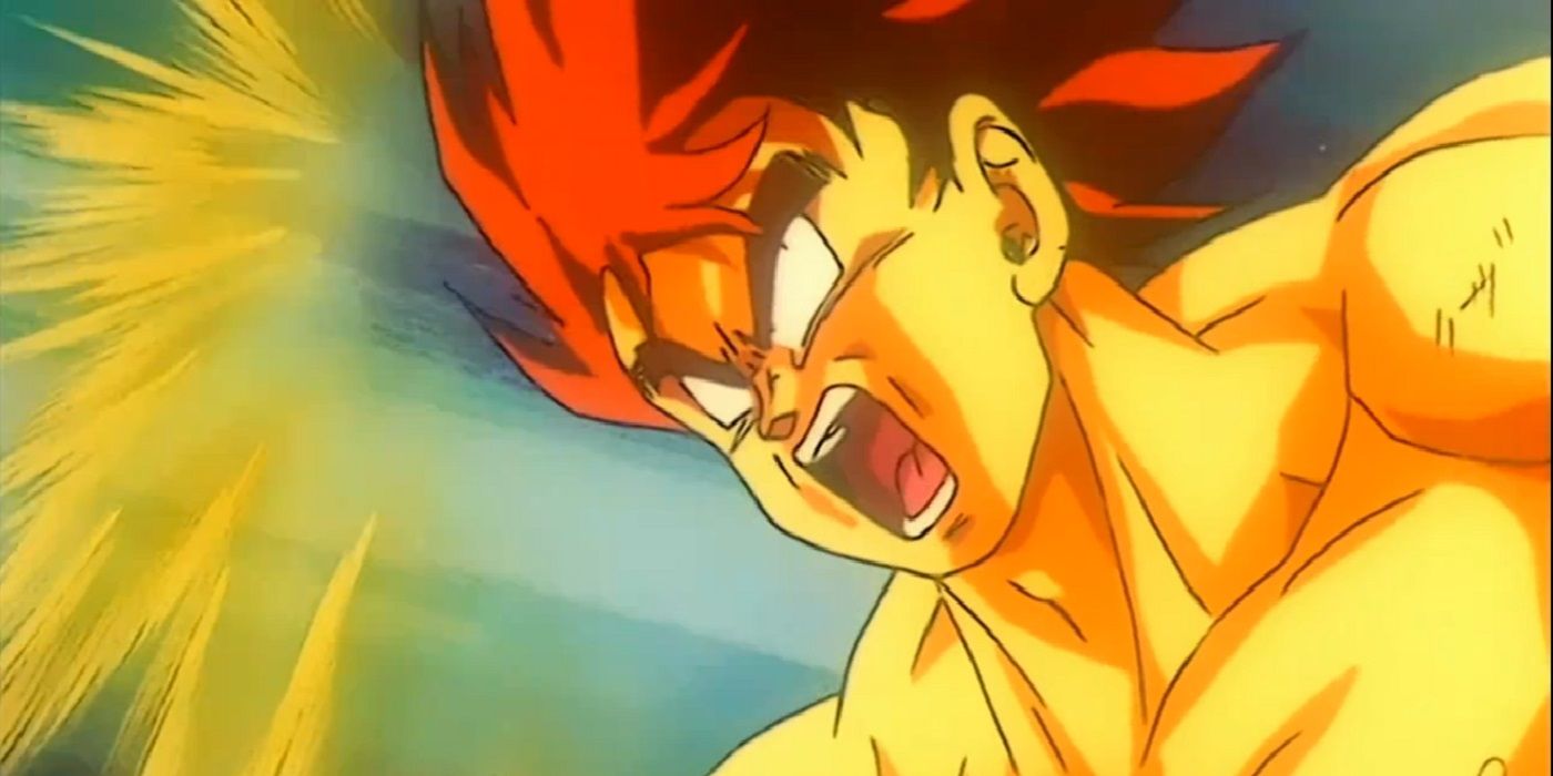 Goku turns into a false Super Saiyan during the Lord Slug movie