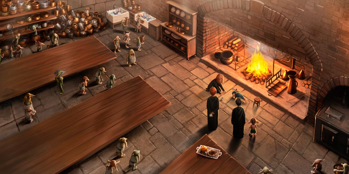 An image of the kitchens in Hogwarts 