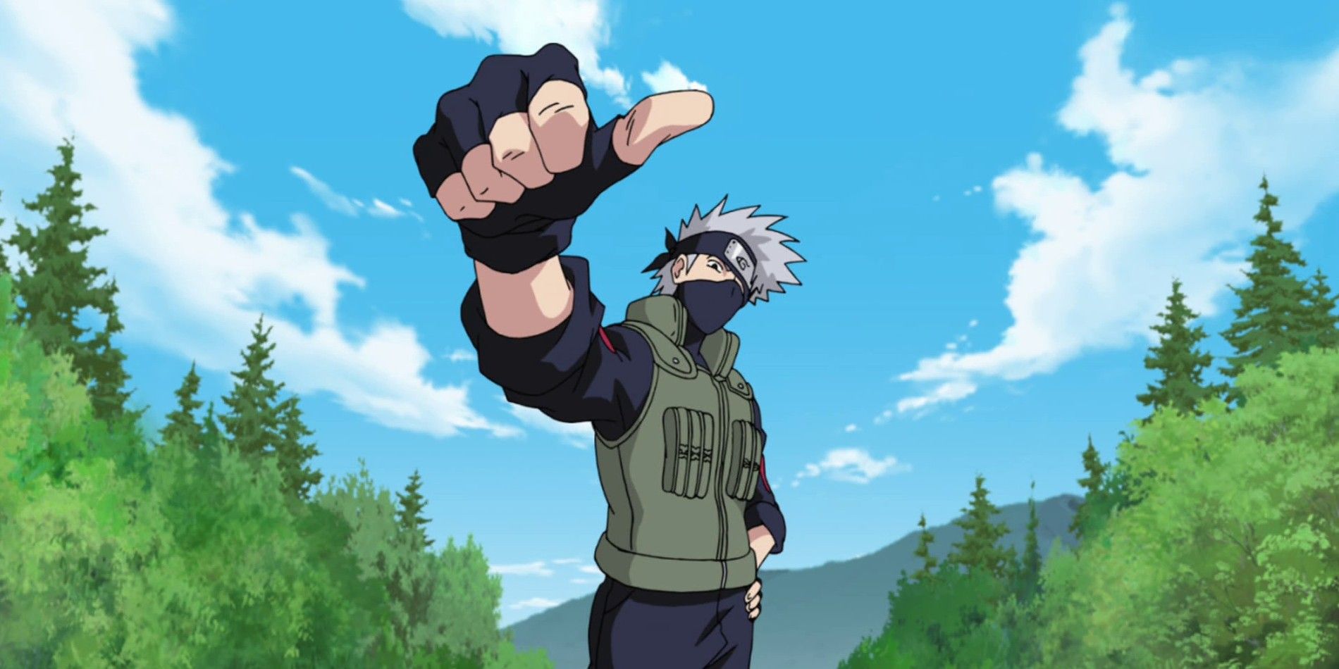 Kakashi gives a thumbs up in Naruto