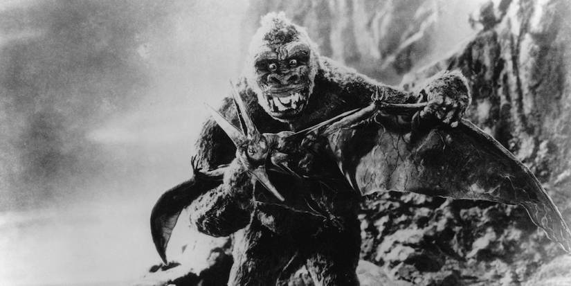 Back and white image of King Kong in the original 1933 King Kong