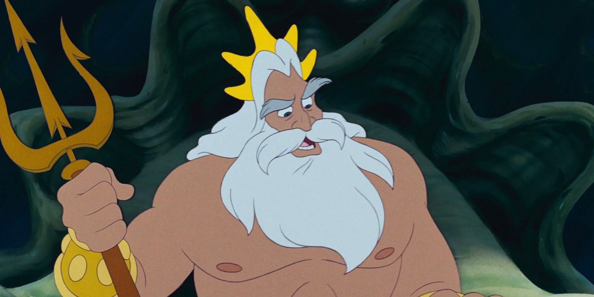 King Triton from The Little Mermaid holding his trident