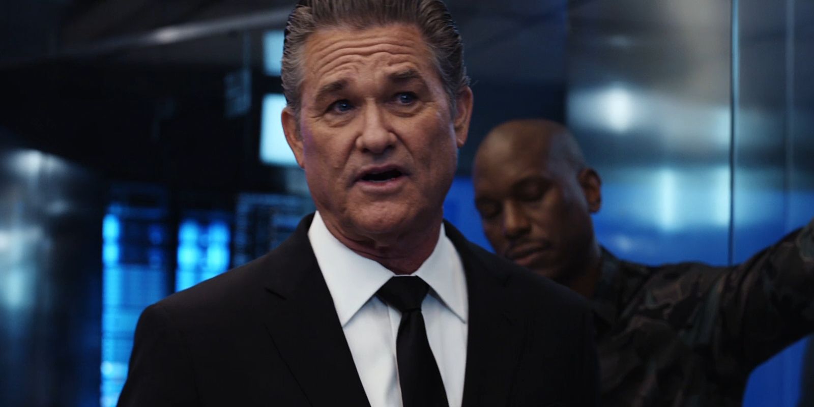Kurt Russell as Mr. Nobody and Tyrese as Roman Pearce in Fate of the Furious